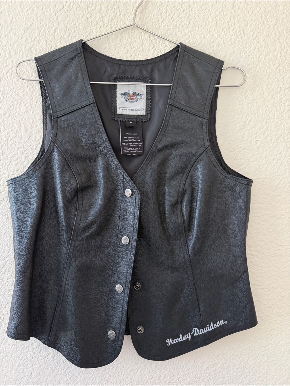 Harley-Davidson Women's Black Leather Snap-Front Vest